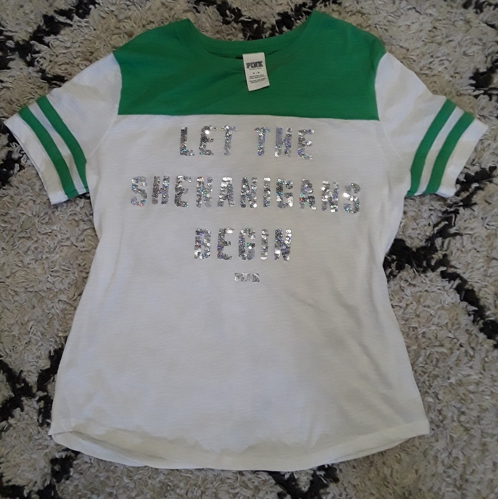 PINK Let The Shenanigans Begin bling tee